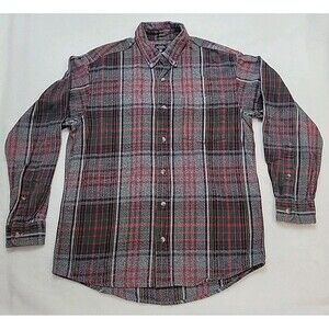 VINTAGE RedHead Thick Cotton Flannel Outdoor Shirt Red Grey Plaid Size Medium